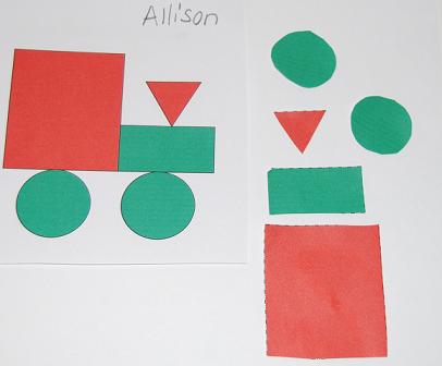 Christmas Shapes Name Train Activity for Preschool