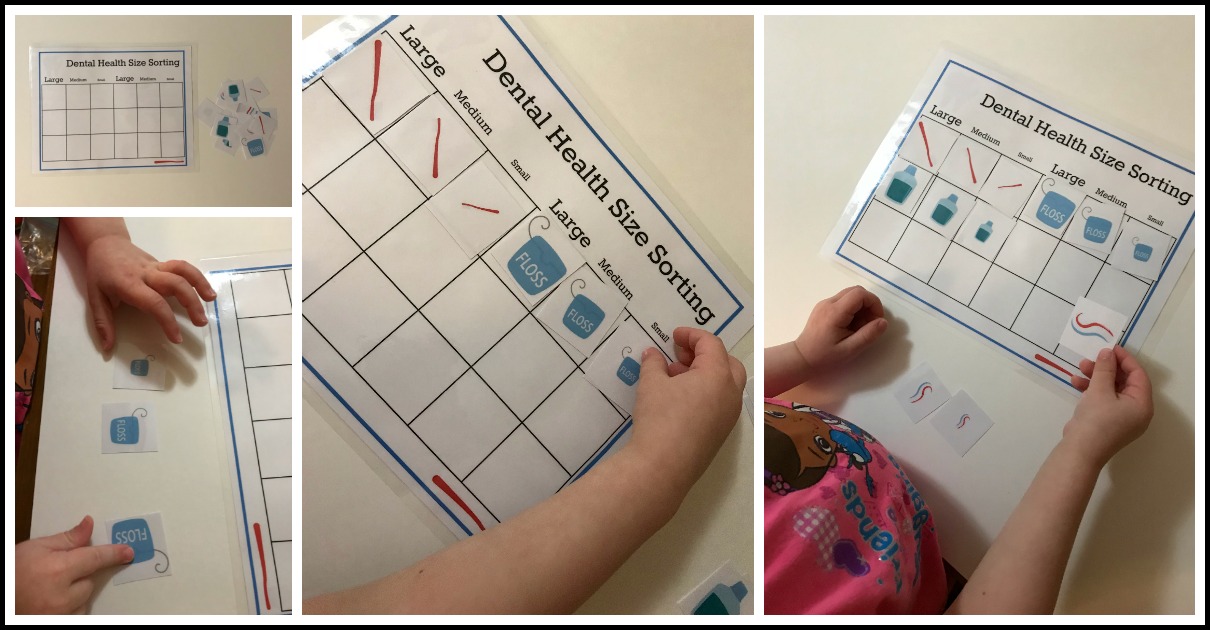 Dental Health Size Sorting for Preschoolers