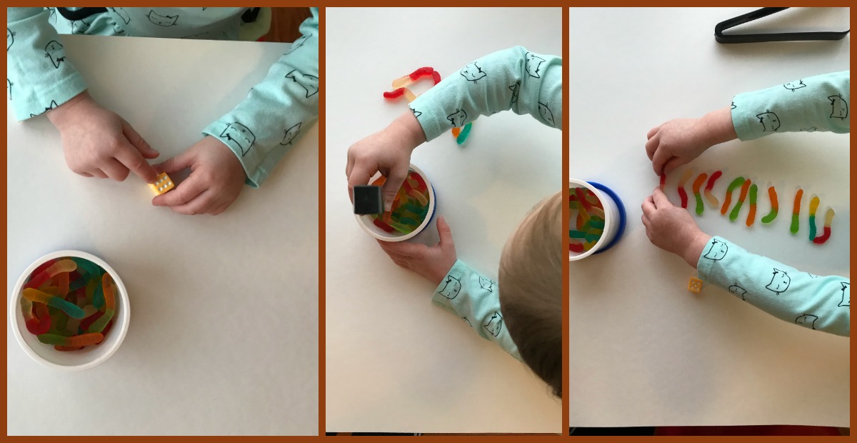Can of worms counting game for preschoolers