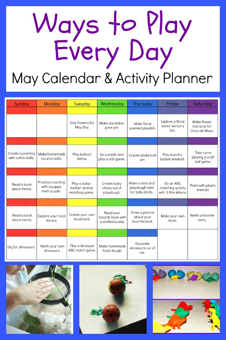 Ways to Play Everyday May Activity Calendar for Preschool