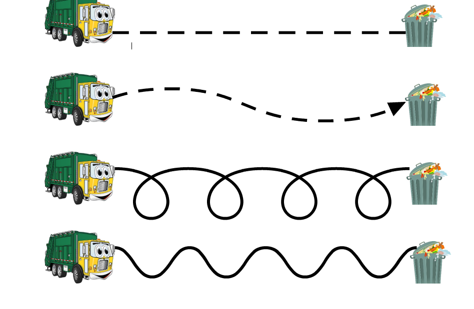 Garbage Truck Pre-Writing Line Paths for Preschoolers