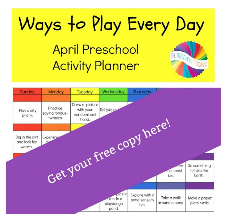 Ways to Play Every Day April FREE Printable Preschool Calendar